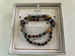 Shivam stretchy Bracelet Agate Stones, Harmony, Calm & Grounding. New in Box.