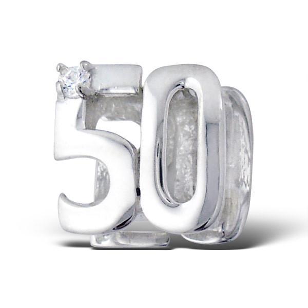 .925 Sterling Silver "Fifty (50)" Charm Spacer Bead for Snake Chain Charm Brace gallery