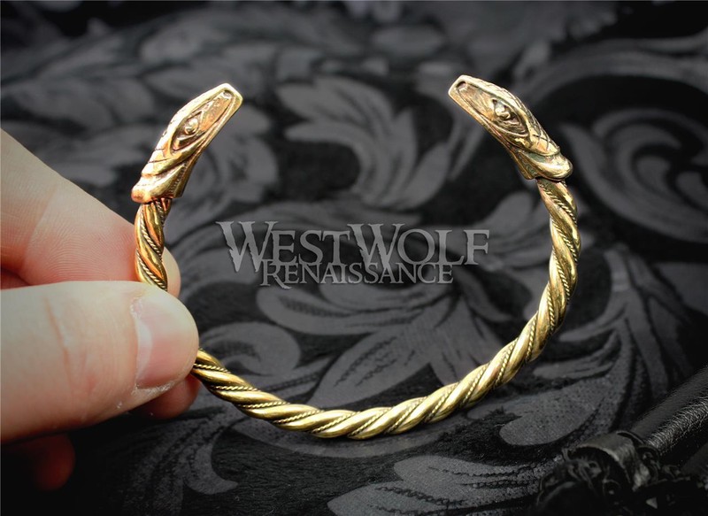 Viking Snake Bracelet/Torc/Torque --- Norse/Medieval/Jewelry/Skyrim/Serpent/Gold gallery