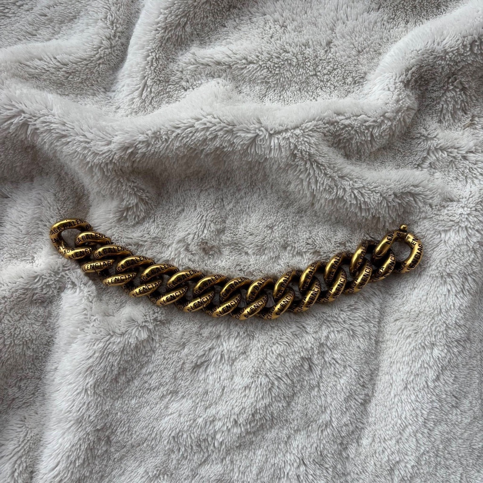 Balenciaga Gold Engraved Logo Bracelet - Small - $975 - Authentic - Brand New gallery