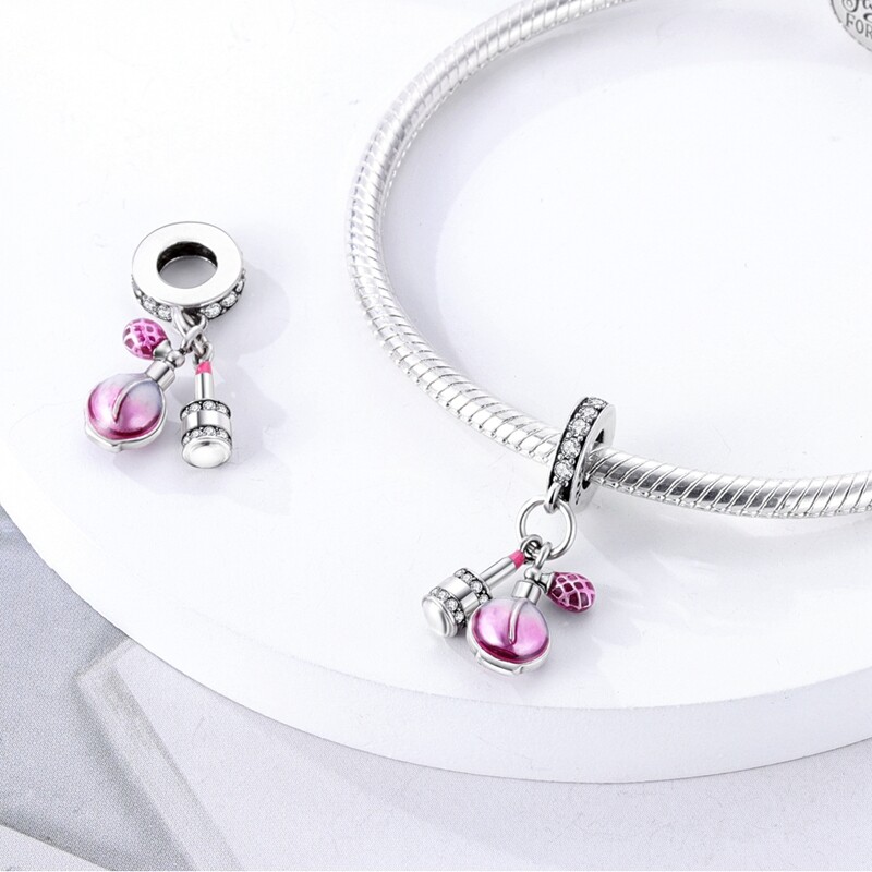 MULA European Silver Plated Charm CZ Enamel Perfume Lipstick For Women Bracelet gallery