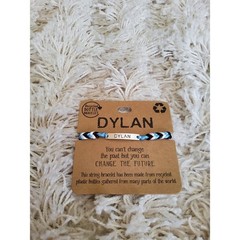 Dylan Recycled Plastic Bottle Chevron Braided Bracelet Blue Black White Gift