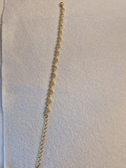 Gold Tone Heart Zirconia White Bracelet 8′ Long With Extension Chain