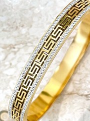18k Gold Greek Key Bangle Bracelet Ancient Greece Jewelry