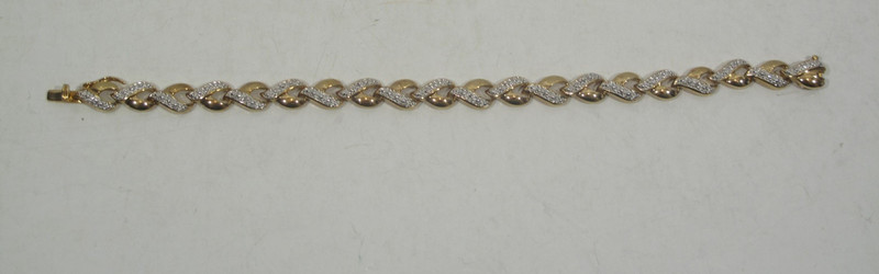 Lab Created Diamond Gold Tone 925 Sterling Silver Tennis Bracelet Hearts 7" 13 g gallery