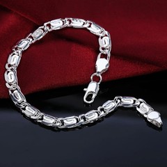 925 Silver Bracelet Solid Chain Link Noble Charm Women Men Jewelry 1 Pc