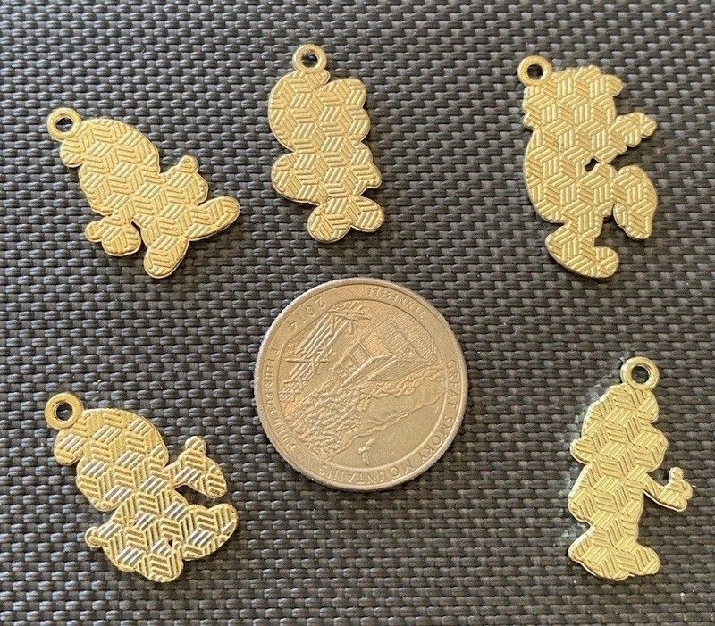 Lot Of 5 Smurfs Smurf Smurfette Enamel Metal Charm Pendant Set New gallery