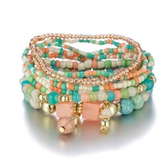 Stack Layering Beads Wrap Bracelet Set Bohemian Stretch Multi-Color Charm Unisex