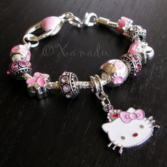 Pink Hello Kitty Princess European Charm Bracelet With Red Heart Crown Charm