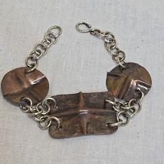 Artisan Style Copper & Silvertone Bracelet Boho Artistic Punk Grunge Rocker