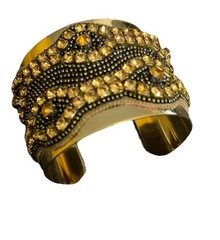 A.V. Max N.Y.C. Wide Cuff Bracelet Gold Tone Designer Signed
