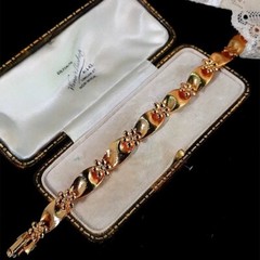 Vintage Birthday Ribbon Bracelet 6.9” Silver Gilt Gold Plated