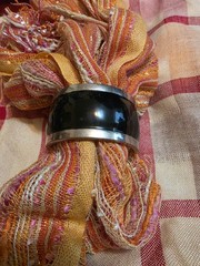 Two-Toned Silver and Black Cuff Magnetic Bangle Bracelet