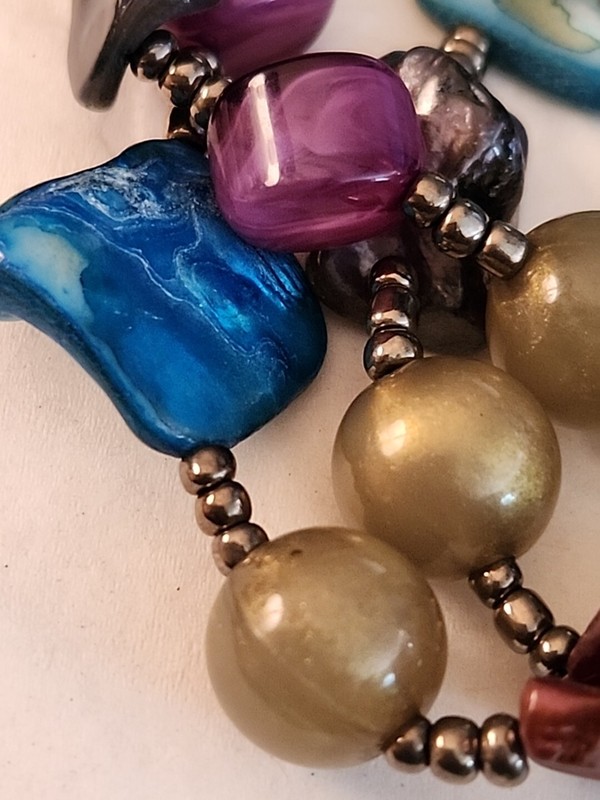 Abalone Multi Color 3 Strand Bracelet Elastic gallery