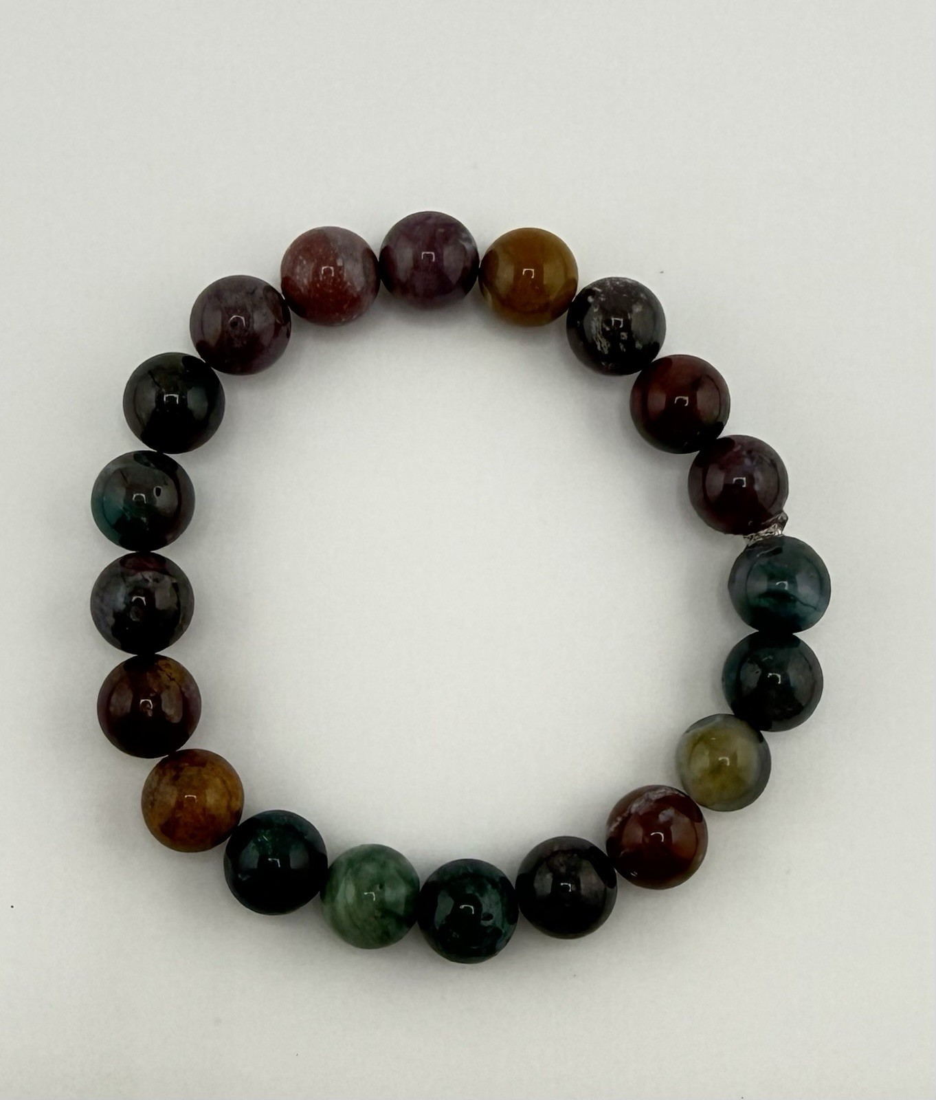 Multicolor Round Gemstone Beaded Stretch Bracelet 7in No Clasp gallery