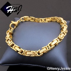 7.5-11″MEN Stainless Steel 6.5mm Gold Plated Byzantine Box Link Chain Bracelet*T