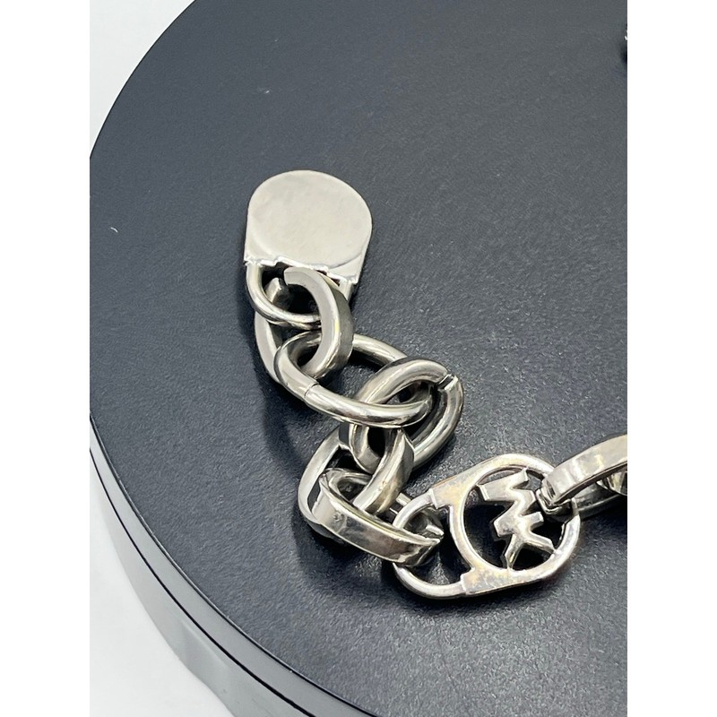 Michael Kors Silver Heritage Fulton Padlock Station Pave Crystal Toggle Bracelet gallery