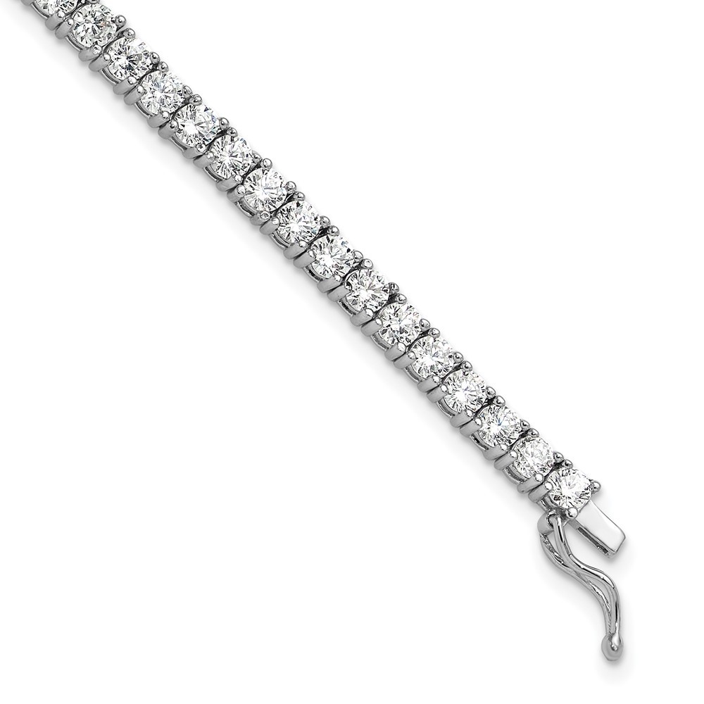 Sterling Silver Rhodium-plated 3mm Cubic Zirconia Bracelet 7" for Women 8.22gm gallery