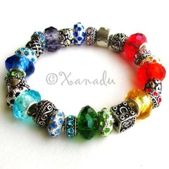 Rainbow Colors European Charm Bracelet – Red, Yellow, Green, Purple, Blue Beads