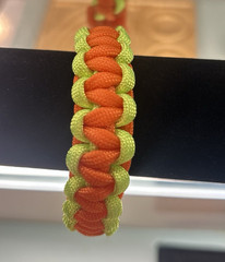 Orange Green Braided Nylon Bracelet Buckle Closure 8 in Paracord Style