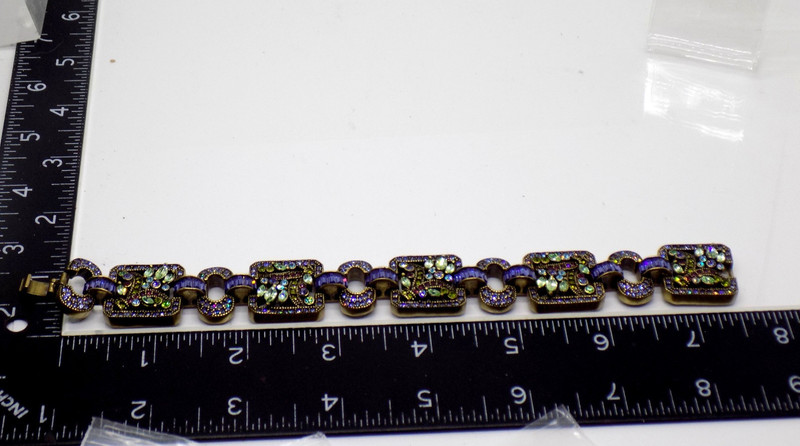 HEIDI DAUS Swarovski Crystal Open Station Link Panel Hinge Bracelet 7" gallery