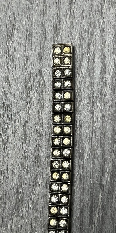 Vintage Sterling Silver Double Row Rhinestone Art Deco Bracelet 26.8g Pat. 1947 gallery