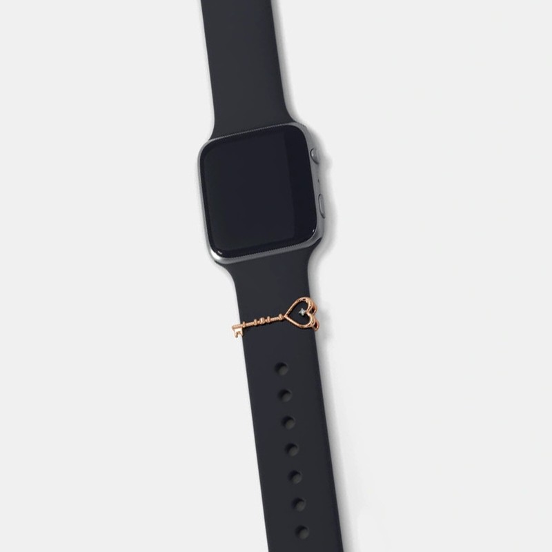 Diamond Apple Watch Band Charm Accessory In 18Kt Rose Gold Watch Strap Bar gallery