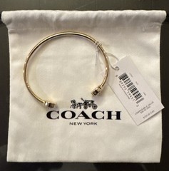 🩷Coach Open Circle Cuff – CT037 Gold Plated Brass, Glass & Cubic Zirconia – NWT