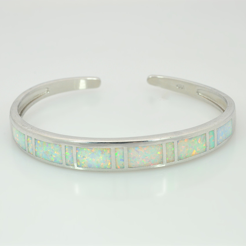 Vikoly White Opal Bangles Top Quality Silver Plated Fashion Jewelry For Women gallery