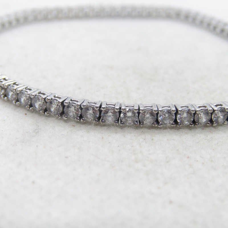 SW China Sterling Silver 925 Cubic Zirconia Linked Bracelet 7.5" K5425 gallery