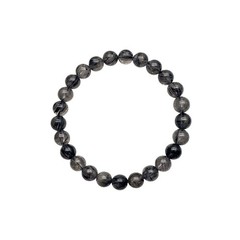 Natural Black Stone Beaded Bracelet – 7mm – 16cm Wrist – Stretch Fit – Unisex