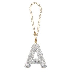 Letter Bag Charm Bling Glitter Letter Charm Initial, White, A Shape