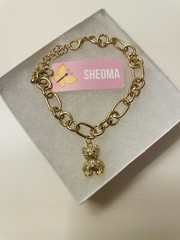 Plus Size Teddy Bear Charm Bracelet Gold Tone Links up to 10 Inches NWT