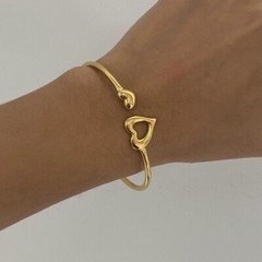Fashion Woman 18k Gold Plated Heart Opening Bracelet Bangle Cuff Anti-tarnish