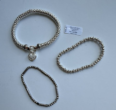 Kohl’s Lot of 3 Silver Tone Bracelets Mesh Toggle Heart Charm Crystal Pavé