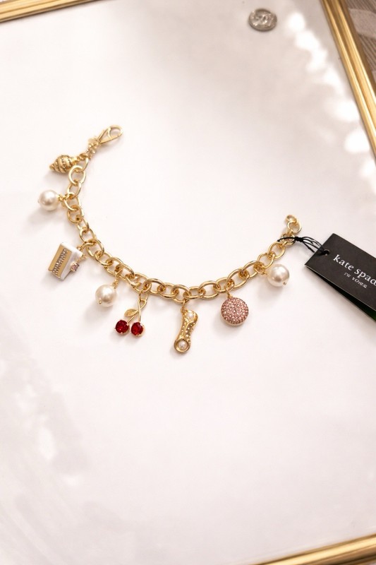Kate Spade New York Pastry Shop Charm Bracelet Gold Tone NWT 7-9” Adjustable gallery