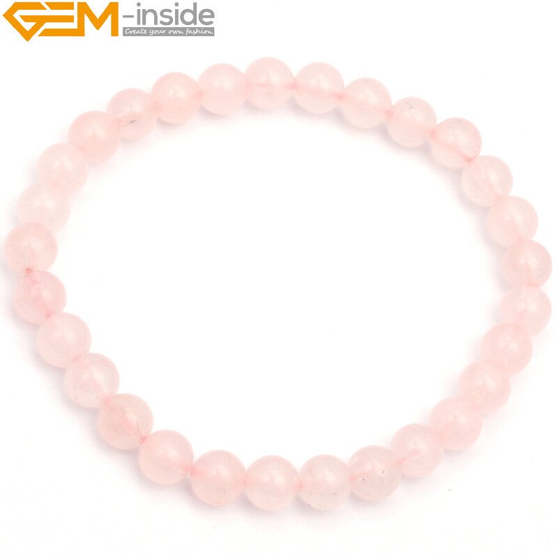 Stretchy Bracelet Natural Rock Quartz Aquamarine Beaded Charm Jewelry 7.5“ 6mm gallery