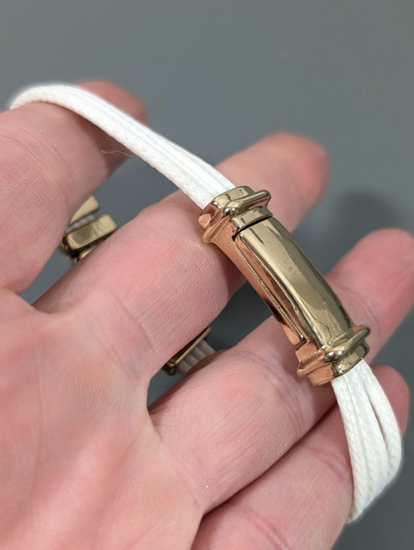 Boho White Multi Cord Gold Tone Slide Charm Magnetic Clasp Bracelet 6.5 in gallery