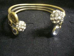 Abercrombie & Fitch Brushed Brasstone Metal Clear Crystal 7.25″ Cuff Bracelet