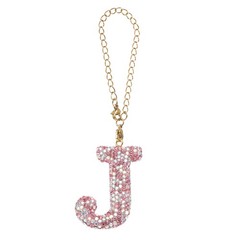 Letter Bag Charm Bling Glitter Letter Charm Initial, Pink, J Shape