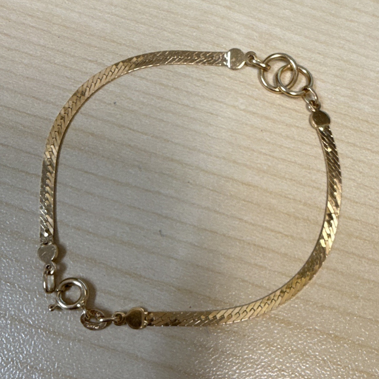 18K Herringbone Chain Bracelet, Spring Ring Clasp, No Stone gallery