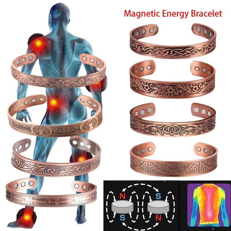 Men's Bracelet Magnetic Therapy Arthritis Pain Relief Pure Solid Copper Bangle gallery