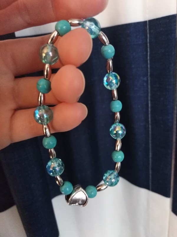 New Handmade Glass Plastic Turquoise Blue bracelet for women or little girls gallery