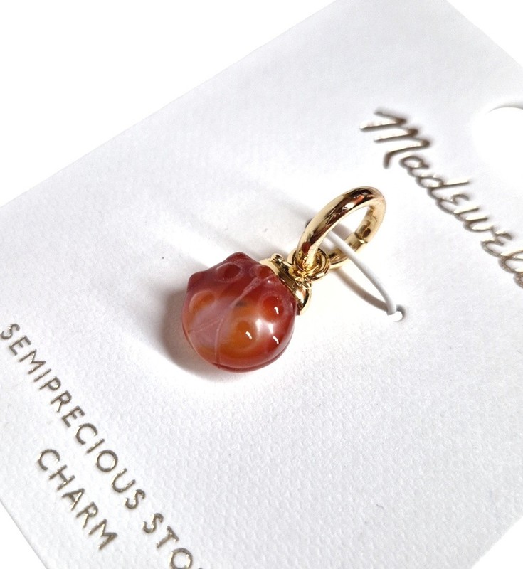 Madewell Semiprecious Ladybug Charm Antique Gold Red Brass Nickel Safe New gallery