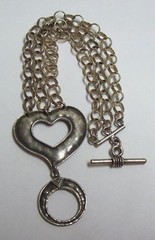 Rare SILPADA STERLING SILVER ROLO LINK HEART TOGGLE CLASP BRACELET B1510 $130