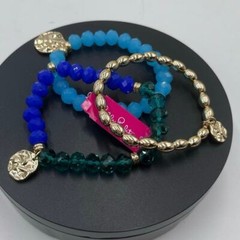 Lilly Pulitzer Mermaid Grotto Bracelet Set of Three stretch bracelets Blue New