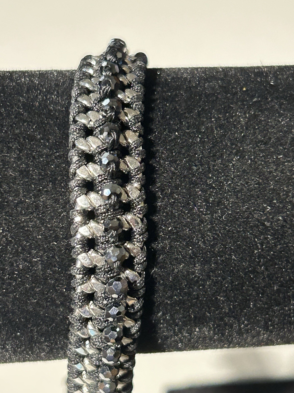 Stella and Dot Woven Ella Bracelet Silver & Black Tones gallery