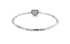 Pandora S925 & CZ Limited Edition Always In My Heart Bangle 590722CZ-17 6 3/4 in