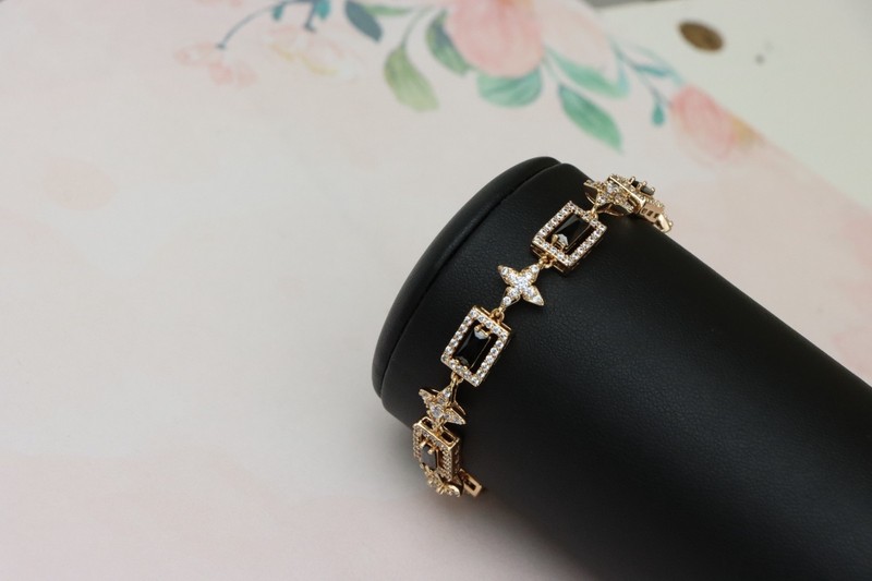 Elegant Rose Gold Plated Bracelet with Black Stones and Star Accents, XPBL0694 gallery