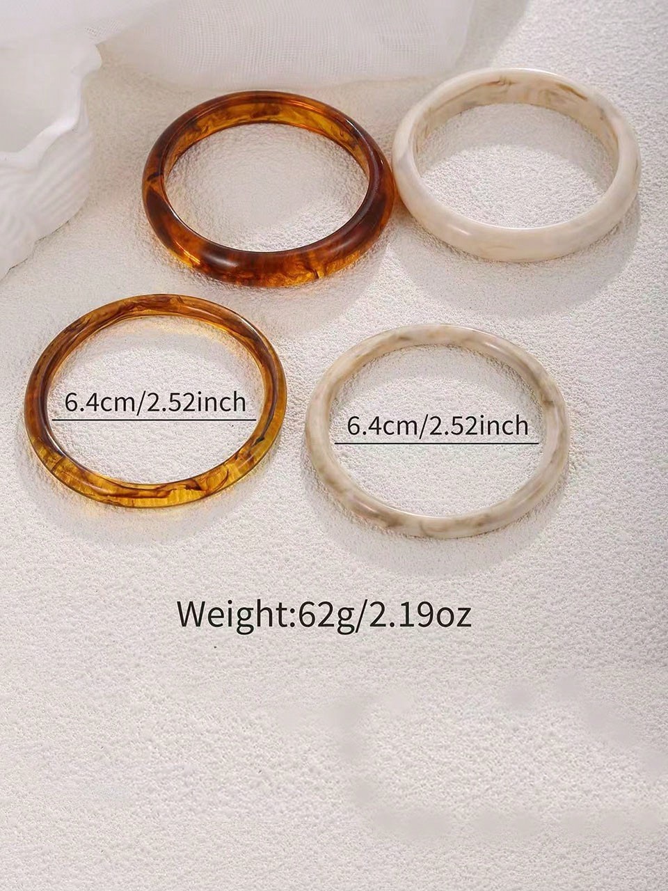 4pcs Multicolor Retro Acrylic Round Bangle Bracelets For Women gallery